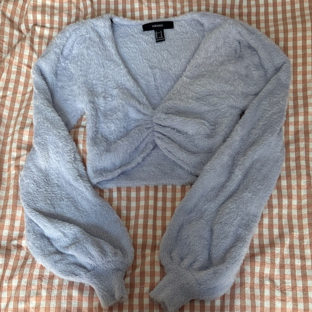 Forever 21 Soft Lavender Long Sleeve Crop Top